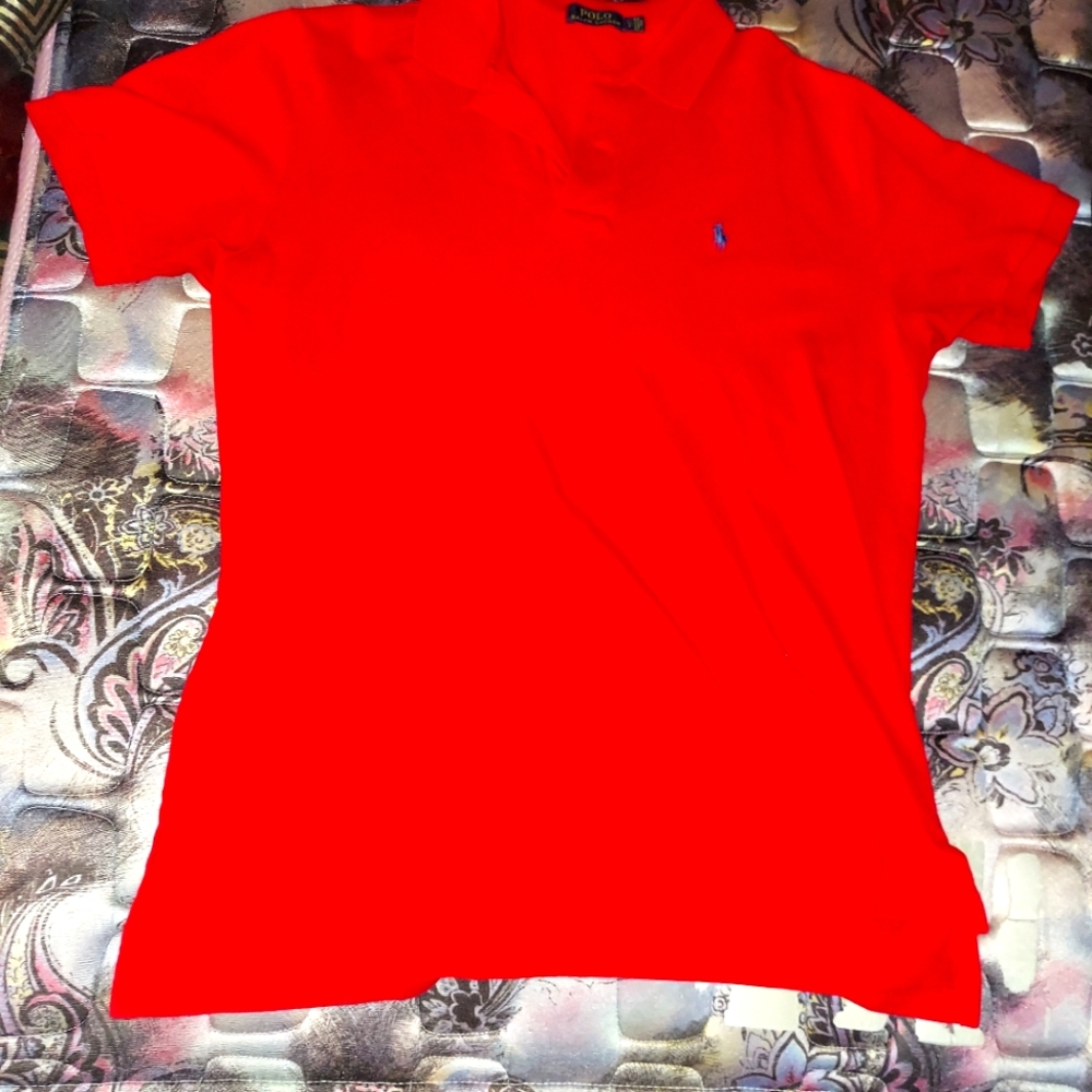 Red polo shirt